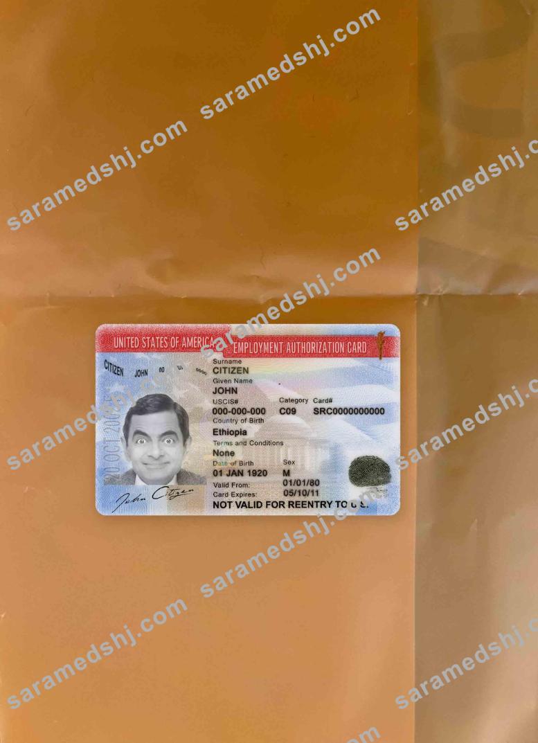 USA employment authorization card version 2 photolook FRONT